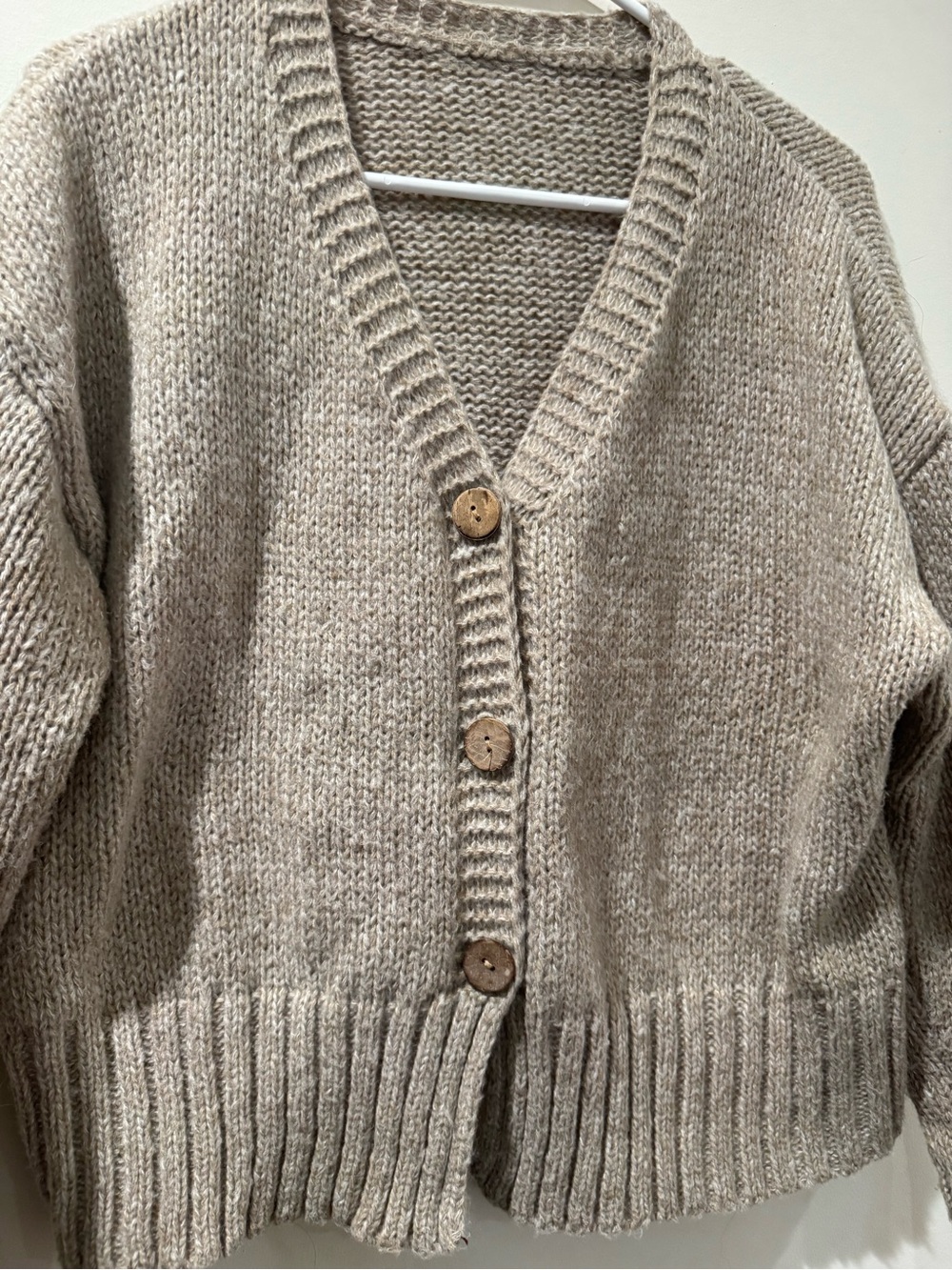 Cozy Women's V-Neck Button Cardigan Sweater - Beige